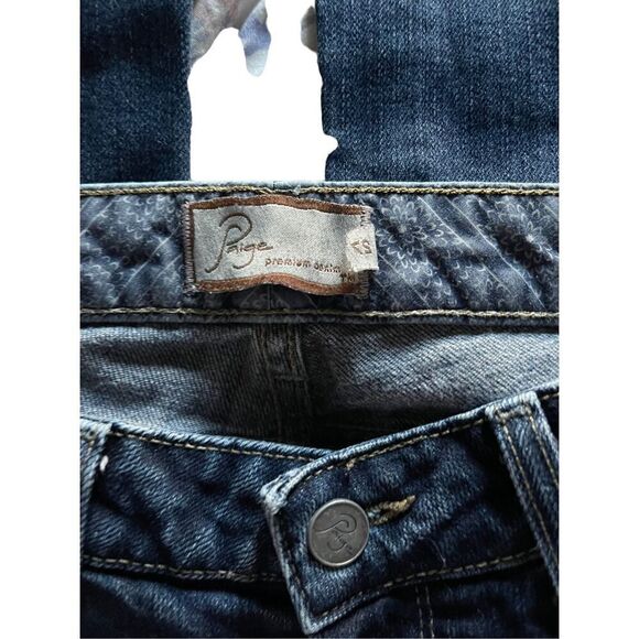 Paige Women's Blue Boot Cut Full Length Dark Wash Low Rise Jeans Size 27 - Picture 4 of 11